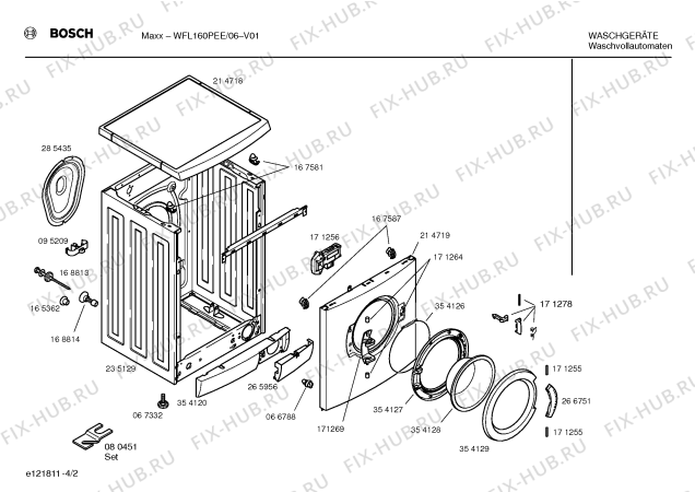 Схема №1 WFO2462FF Maxx WFO 2462 с изображением Крепеж для стиралки Bosch 00168796