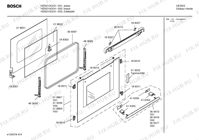 Схема №4 HEN215G с изображением Инструкция по эксплуатации для духового шкафа Bosch 00582968