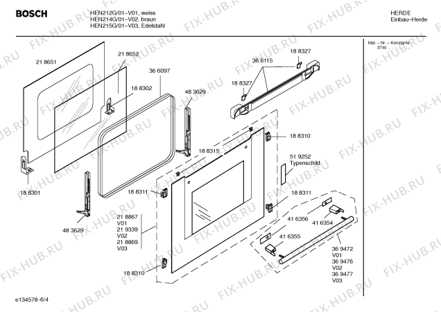 Взрыв-схема плиты (духовки) Bosch HEN212G - Схема узла 04