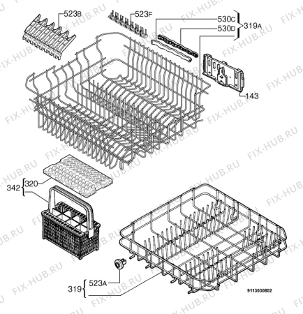 Взрыв-схема посудомоечной машины Juno Electrolux JSL46012 - Схема узла Basket 160