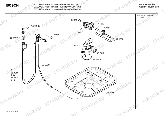 Взрыв-схема стиральной машины Bosch WFR120AFG Exclusiv Maxx comfort WFR120A electronic - Схема узла 05