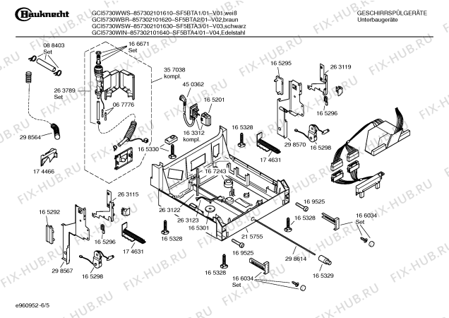 Взрыв-схема посудомоечной машины Bauknecht SF5BTA4 GCI5730WIN - Схема узла 05
