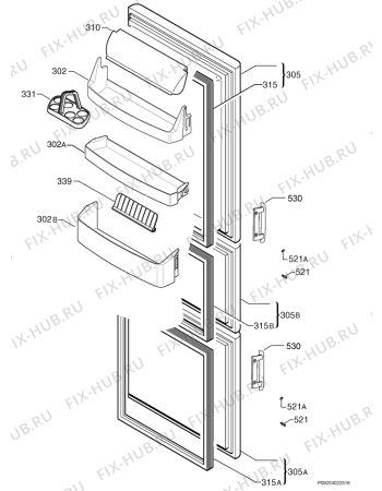 Взрыв-схема холодильника Electrolux ERH3620S - Схема узла Door 003