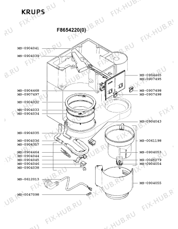 Взрыв-схема кофеварки (кофемашины) Krups F8654220(0) - Схема узла 3P001836.3P4