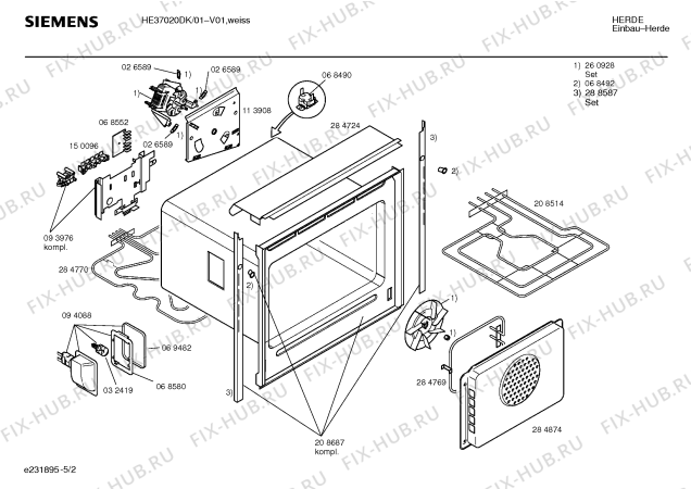 Взрыв-схема плиты (духовки) Siemens HE37020DK - Схема узла 02