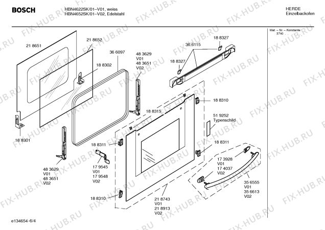 Схема №1 HBN4622SK с изображением Инструкция по эксплуатации для плиты (духовки) Bosch 00583671
