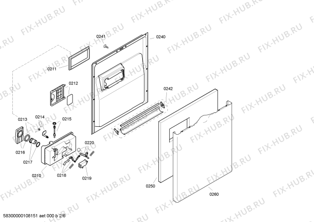 Взрыв-схема посудомоечной машины Bosch SGU57M22SK - Схема узла 02