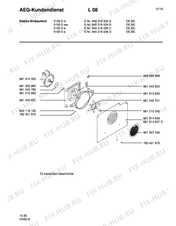 Взрыв-схема плиты (духовки) Aeg 5100E-W - Схема узла Section4