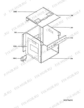 Взрыв-схема плиты (духовки) Aeg Electrolux E31002-4-M R05 - Схема узла Housing 001