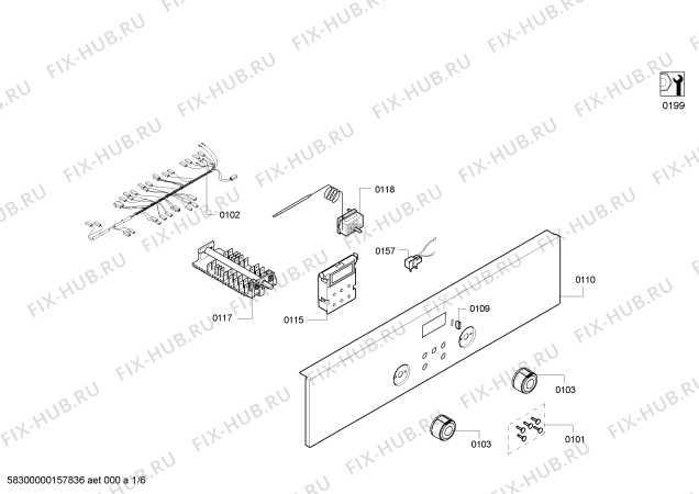 Схема №1 CF432350 с изображением Панель управления для плиты (духовки) Bosch 00706484