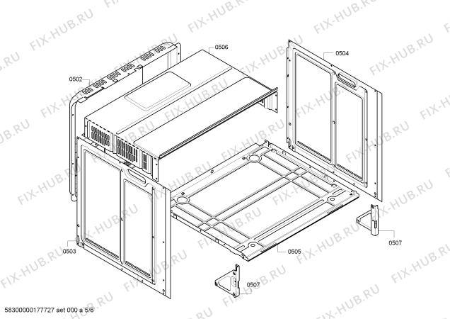 Взрыв-схема плиты (духовки) Bosch HBN331E1B - Схема узла 05