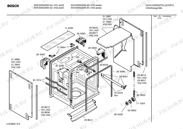 Схема №1 SGU56A12SK с изображением Инструкция по эксплуатации для посудомоечной машины Bosch 00585512