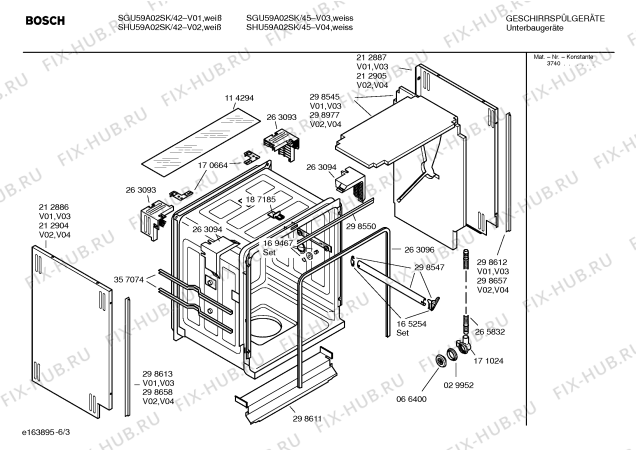 Взрыв-схема посудомоечной машины Bosch SGU59A02SK Mixx - Схема узла 03