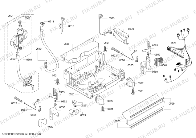 Взрыв-схема посудомоечной машины Bosch SMS53E02AU Classic electronic, Made in Germany - Схема узла 05