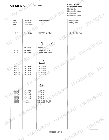 Схема №6 FA128G4 с изображением Интегрированный контур для видеоэлектроники Siemens 00737990