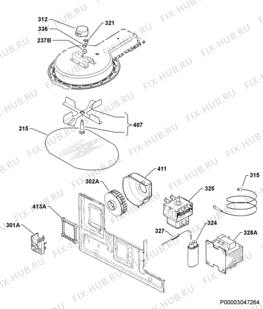 Взрыв-схема плиты (духовки) Aeg KM7100000M - Схема узла Microwave equipment