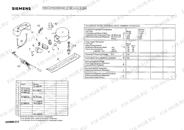 Взрыв-схема холодильника Siemens GE1028 - Схема узла 02