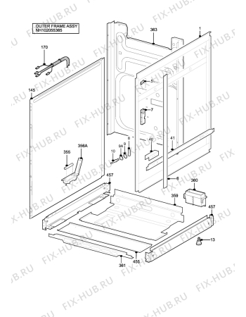 Взрыв-схема плиты (духовки) Parkinson Cowan SIG401GRL - Схема узла H10 Outer Frame