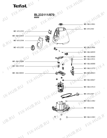 Схема №1 BL233111/870 с изображением Емкость для электроблендера Tefal MS-651200