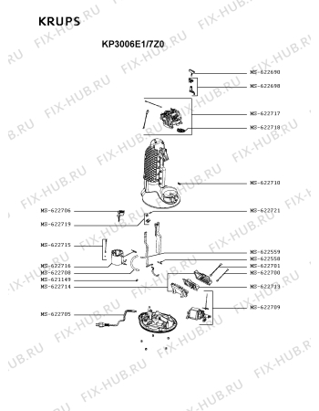 Взрыв-схема кофеварки (кофемашины) Krups KP3006E1/7Z0 - Схема узла NP003929.9P2