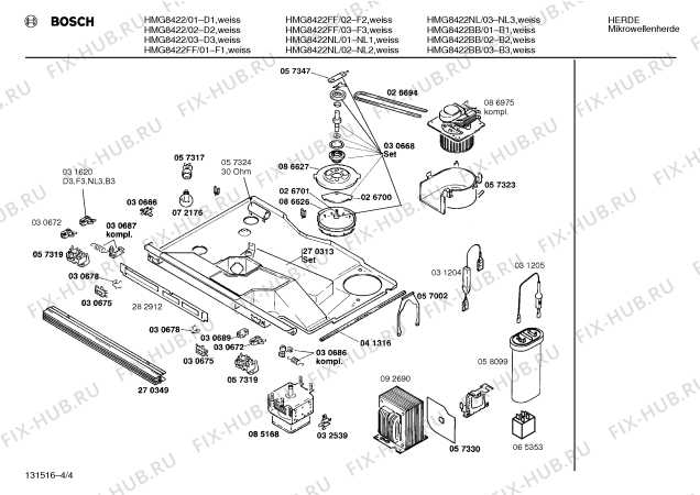 Взрыв-схема микроволновой печи Bosch HMG8422 - Схема узла 04