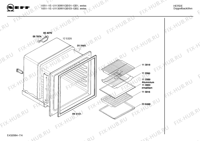 Взрыв-схема плиты (духовки) Neff U1130W1GB 1051-1E - Схема узла 04