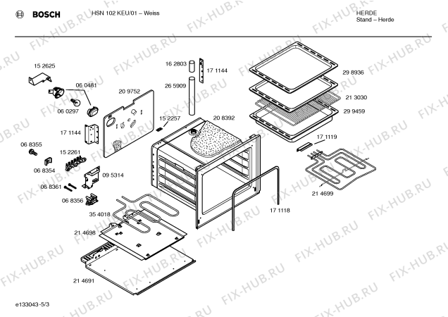 Взрыв-схема плиты (духовки) Bosch HSN102KEU - Схема узла 03