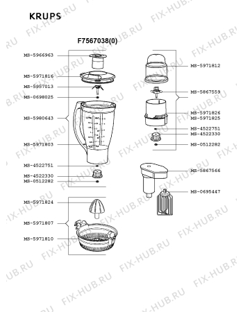 Взрыв-схема кухонного комбайна Krups F7567038(0) - Схема узла Q0000011.7Q3
