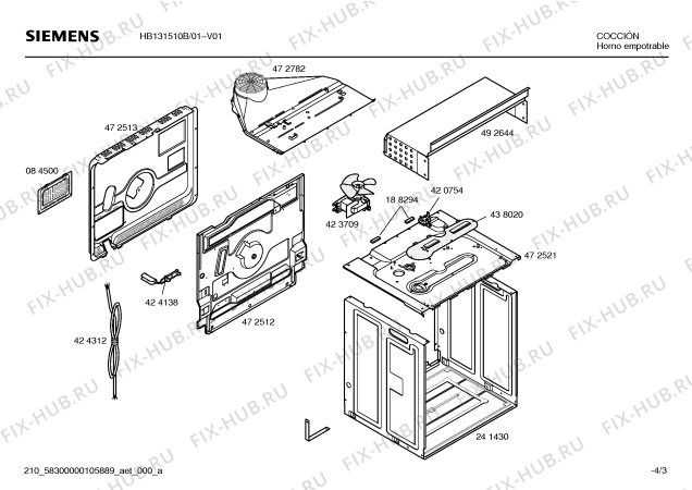 Взрыв-схема плиты (духовки) Siemens HB131510B - Схема узла 03
