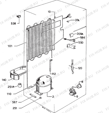 Взрыв-схема холодильника Zanussi ZFC22/6D - Схема узла Cooling system 017