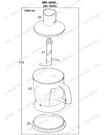 Взрыв-схема блендера (миксера) BRAUN Multiquick advantage, Minipimer advantage, Multiquick fresh, Minipimer fresh - Схема узла 2