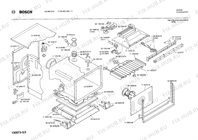 Взрыв-схема плиты (духовки) Bosch 0750452090 EB680EAC - Схема узла 02