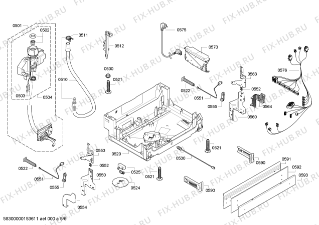 Взрыв-схема посудомоечной машины Bosch SMU86M85DE - Схема узла 05