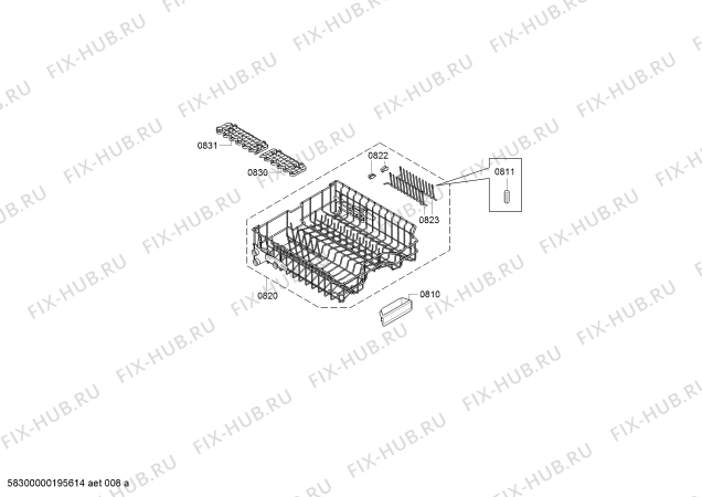 Взрыв-схема посудомоечной машины Bosch SMS68MI06E SuperSilence, Serie 6 - Схема узла 08