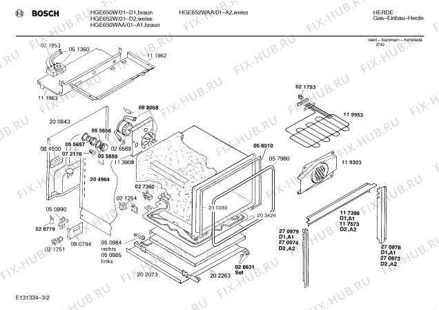 Взрыв-схема плиты (духовки) Bosch HGE652W - Схема узла 02
