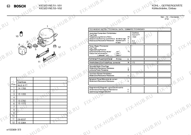 Схема №1 KI32ED1NE с изображением Компрессор для холодильной камеры Bosch 00141783