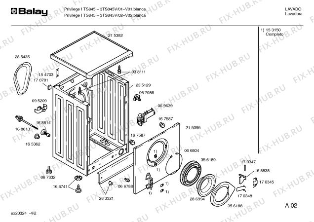 Схема №1 3TS845V Privilege I TS845 с изображением Панель управления для стиралки Bosch 00357340