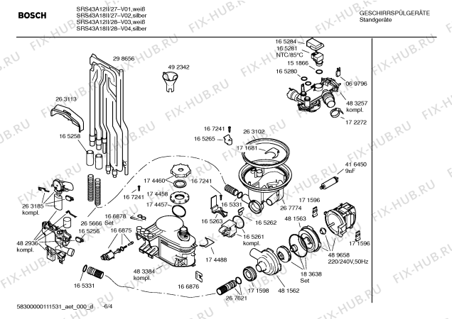 Схема №1 SRS45T12II с изображением Кнопка для электропосудомоечной машины Bosch 00429074