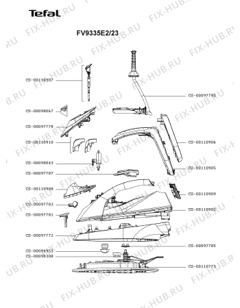 Схема №1 FV9330G0/23 с изображением Ручка для утюга (парогенератора) Tefal CS-00097772