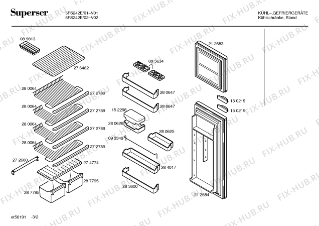 Схема №1 5FS242E с изображением Панель для холодильника Bosch 00299443