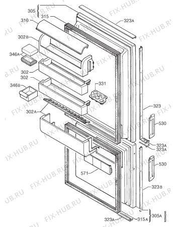 Взрыв-схема холодильника Zanussi ZFK20/8P - Схема узла Door 003