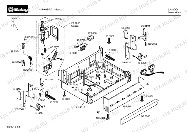 Взрыв-схема посудомоечной машины Balay 3VS464BA VS464 - Схема узла 05