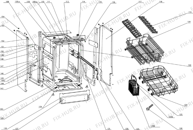 Схема №1 GSV655 (149984, WQP12-9319A) с изображением Дверца для посудомоечной машины Gorenje 152754