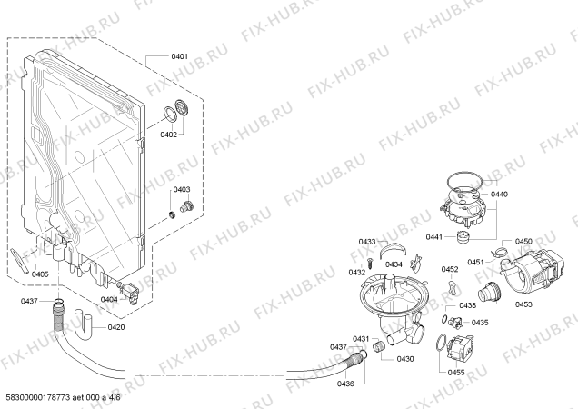 Взрыв-схема посудомоечной машины Bosch SMS40M18AU, ActiveWater - tp3 - Схема узла 04