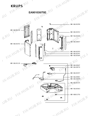 Взрыв-схема кофеварки (кофемашины) Krups EA901030/70E - Схема узла HP005718.5P2