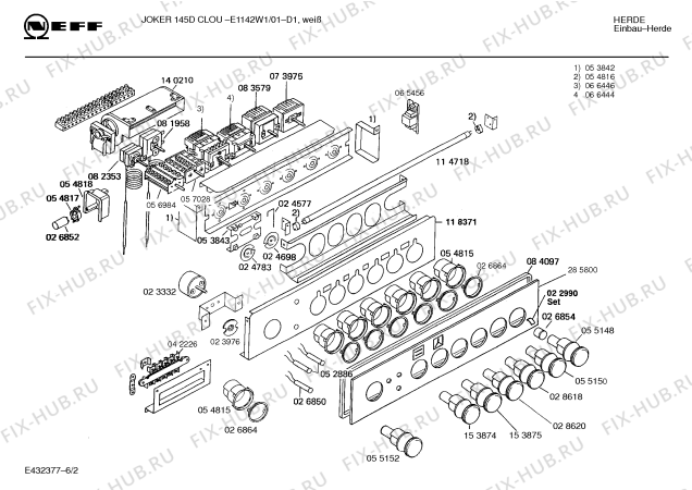 Схема №2 E1140W1 JOKER 145 E с изображением Панель для духового шкафа Bosch 00285800