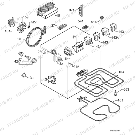 Взрыв-схема плиты (духовки) Zanussi ZOU884W - Схема узла Electrical equipment 268