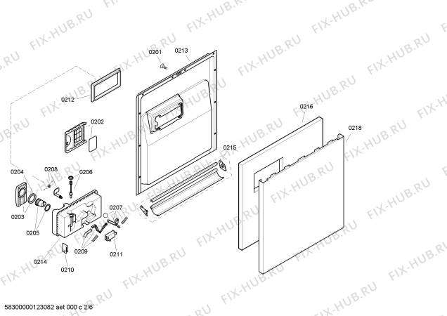 Схема №1 SE26E232EU с изображением Передняя панель для посудомойки Siemens 00665450