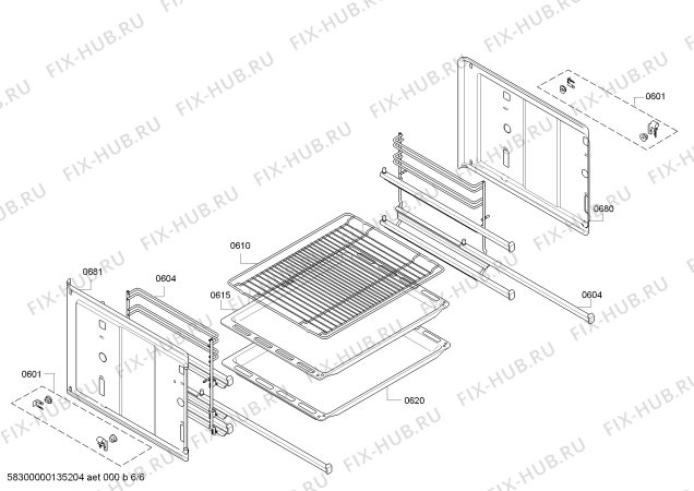 Взрыв-схема плиты (духовки) Bosch HEA53T350 - Схема узла 06