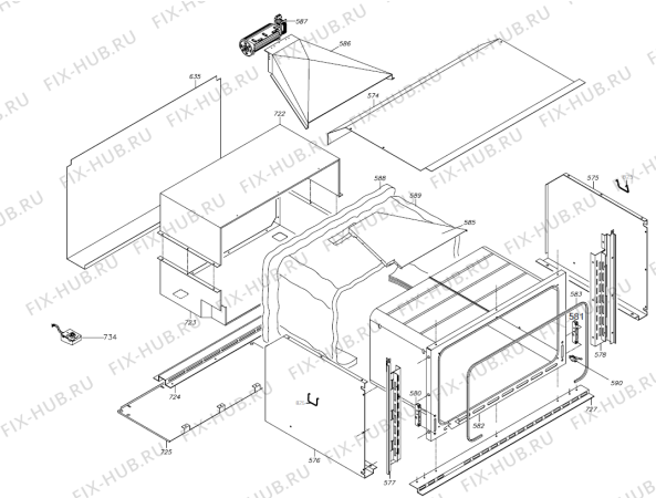 Взрыв-схема плиты (духовки) Gorenje BPW3200AX (355644, 960GAS) - Схема узла 07